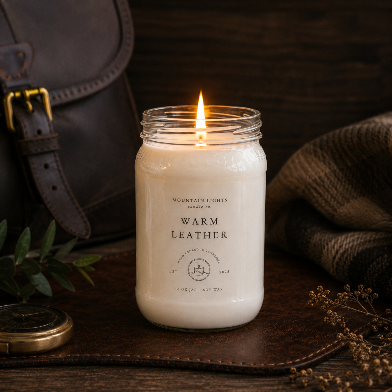 Warm Leather 16 oz candle