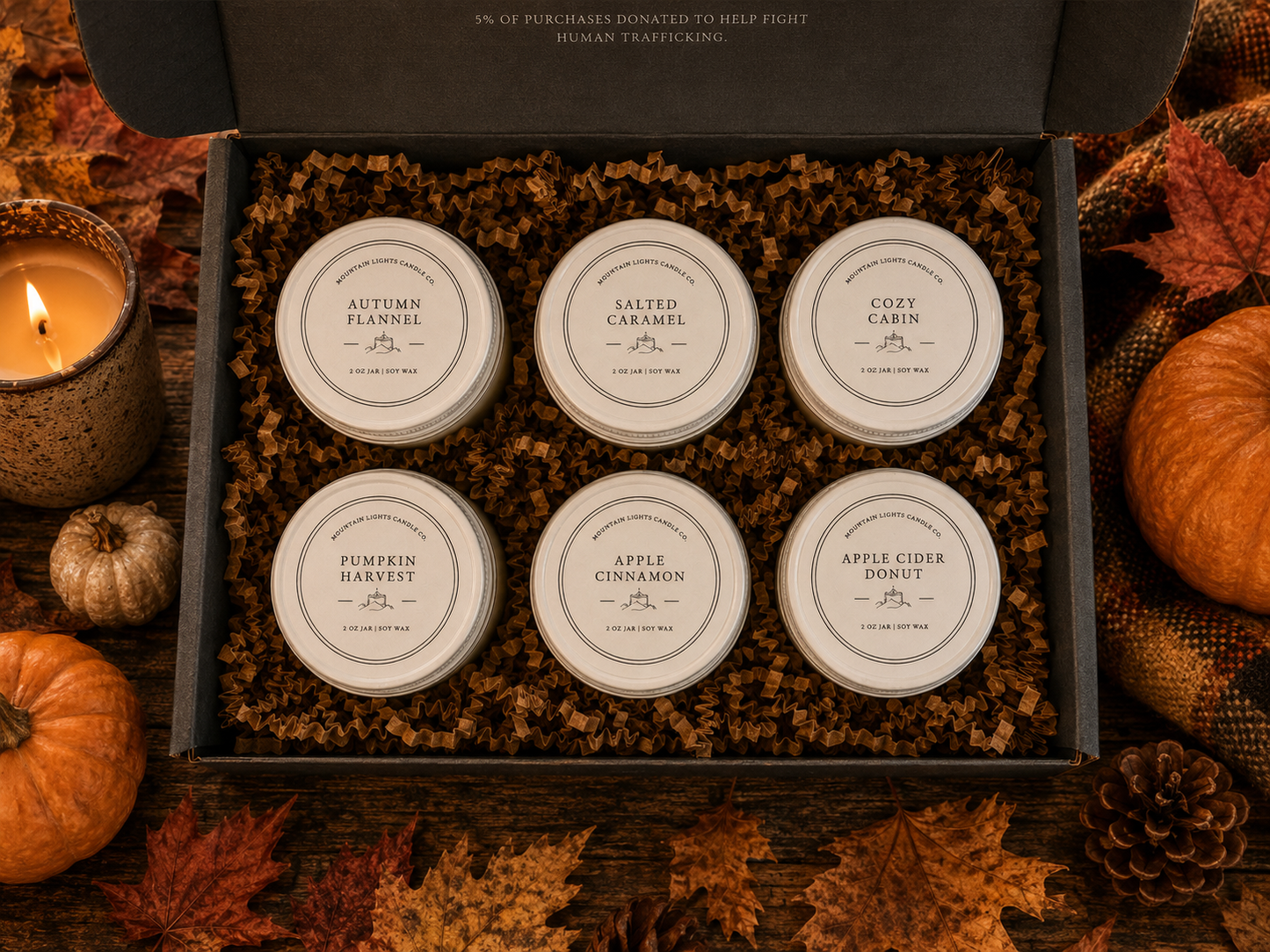 Fall Collection Sampler Box | Six Hand-Poured Soy Candle Samples