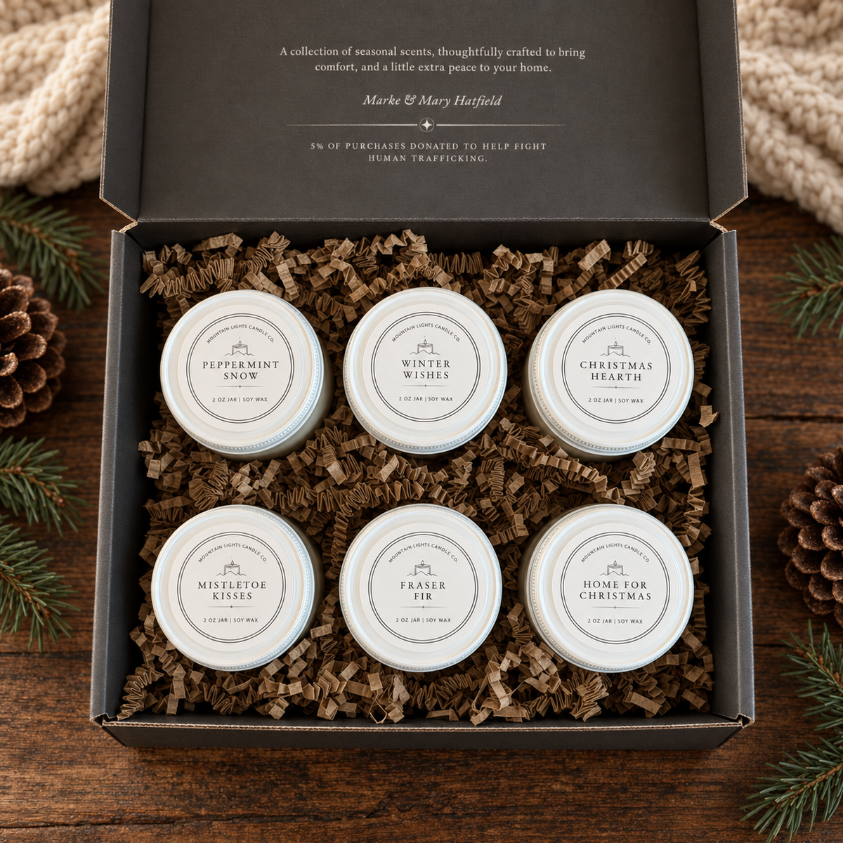 Christmas Collection Sampler Set | Six Hand-Poured Soy Candle Samples